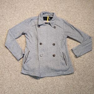 Lole Double Breasted Jacket Womens M Gray Organic Cotton Pea Coat UPF 50+